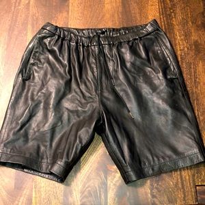 Theory 100% Lamb Leather Black Shorts